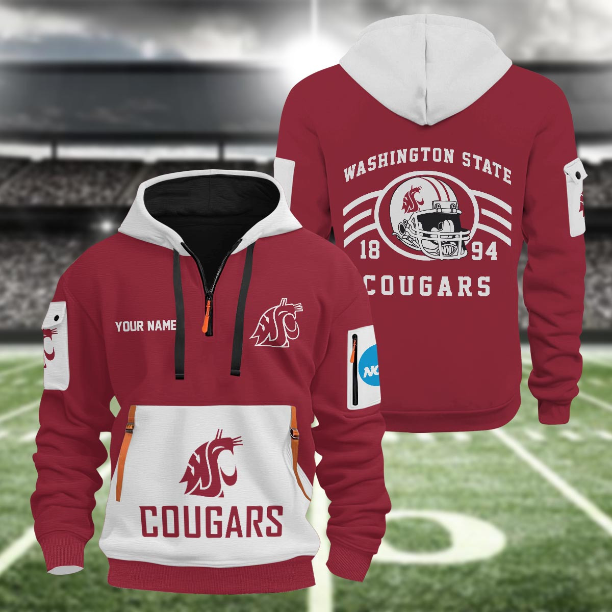 Sportswearmerch Washington State Cougars NCAA Half Zip Hoodie Personalized For Fan