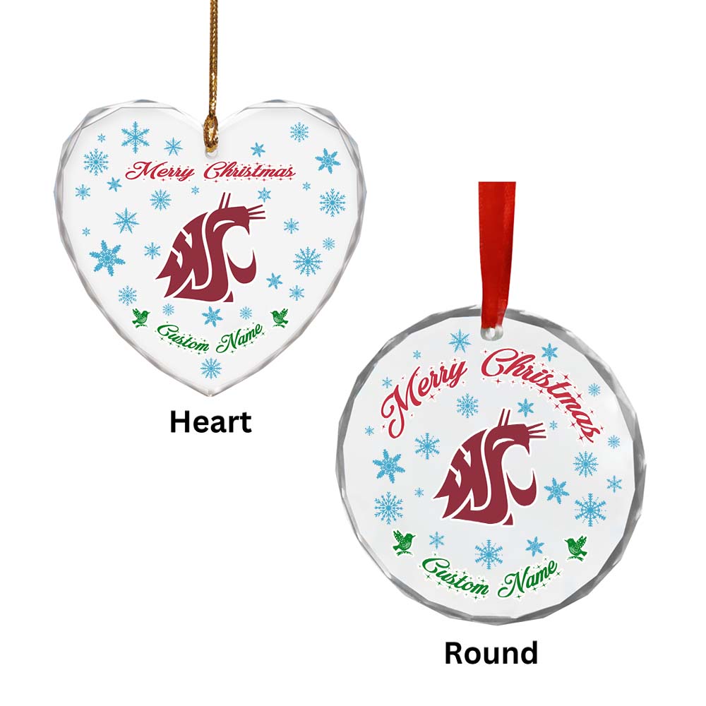 Sportswearmerch Washington State Cougars NCAA x Christmas Glass Ornament Gift For Fans