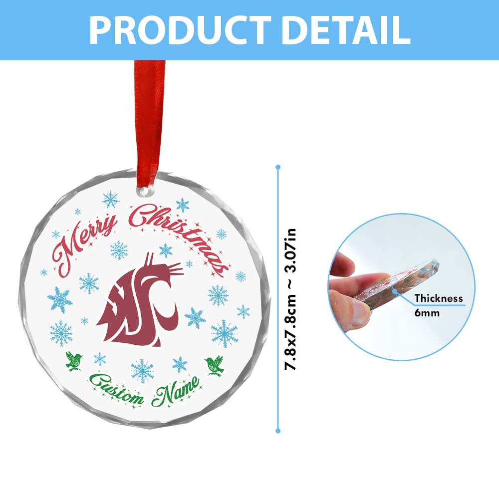 Sportswearmerch Washington State Cougars NCAA x Christmas Glass Ornament Gift For Fans