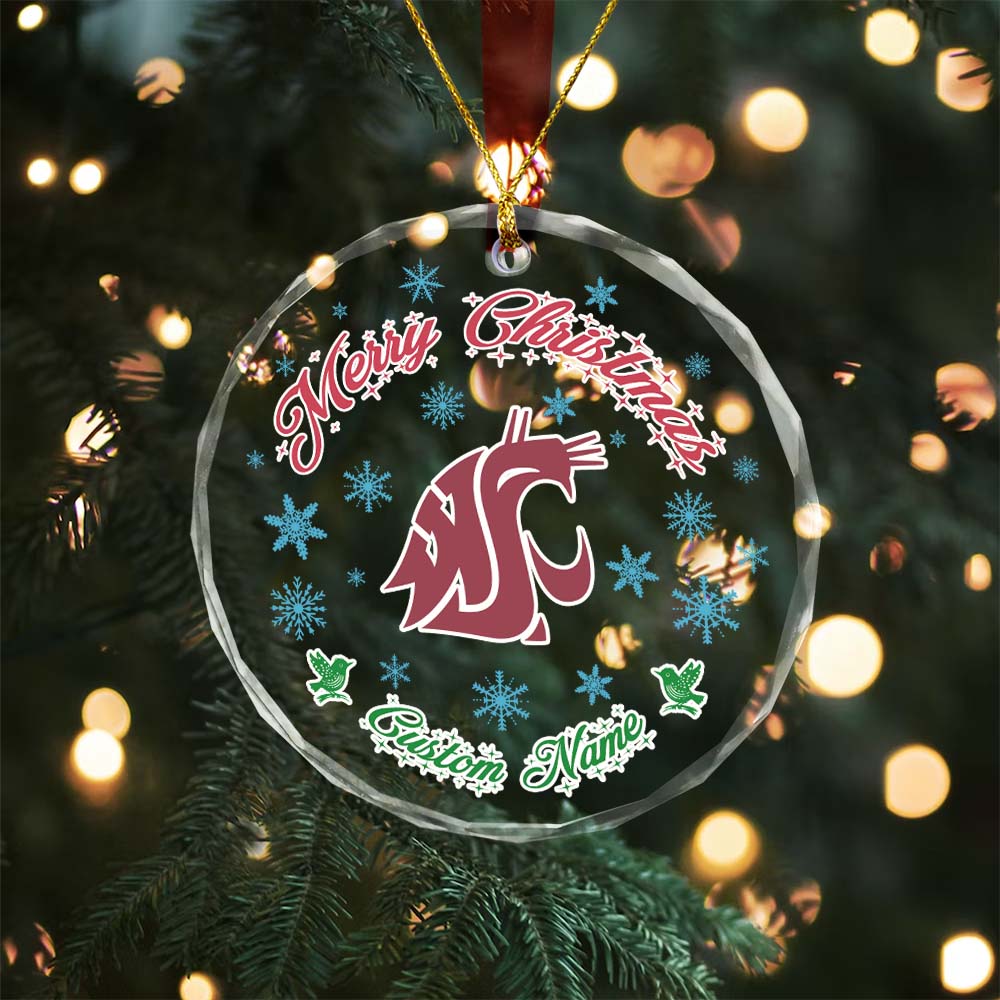 Sportswearmerch Washington State Cougars NCAA x Christmas Glass Ornament Gift For Fans