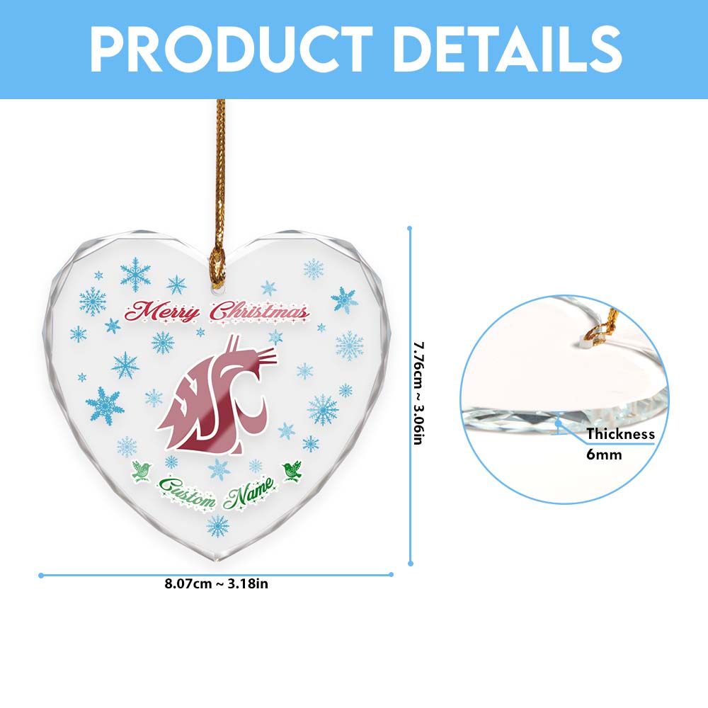 Sportswearmerch Washington State Cougars NCAA x Christmas Glass Ornament Gift For Fans