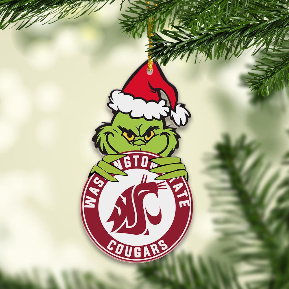 Sportswearmerch Washington State Cougars NCAA x Grinch Christmas Acrylic Ornament For Fans
