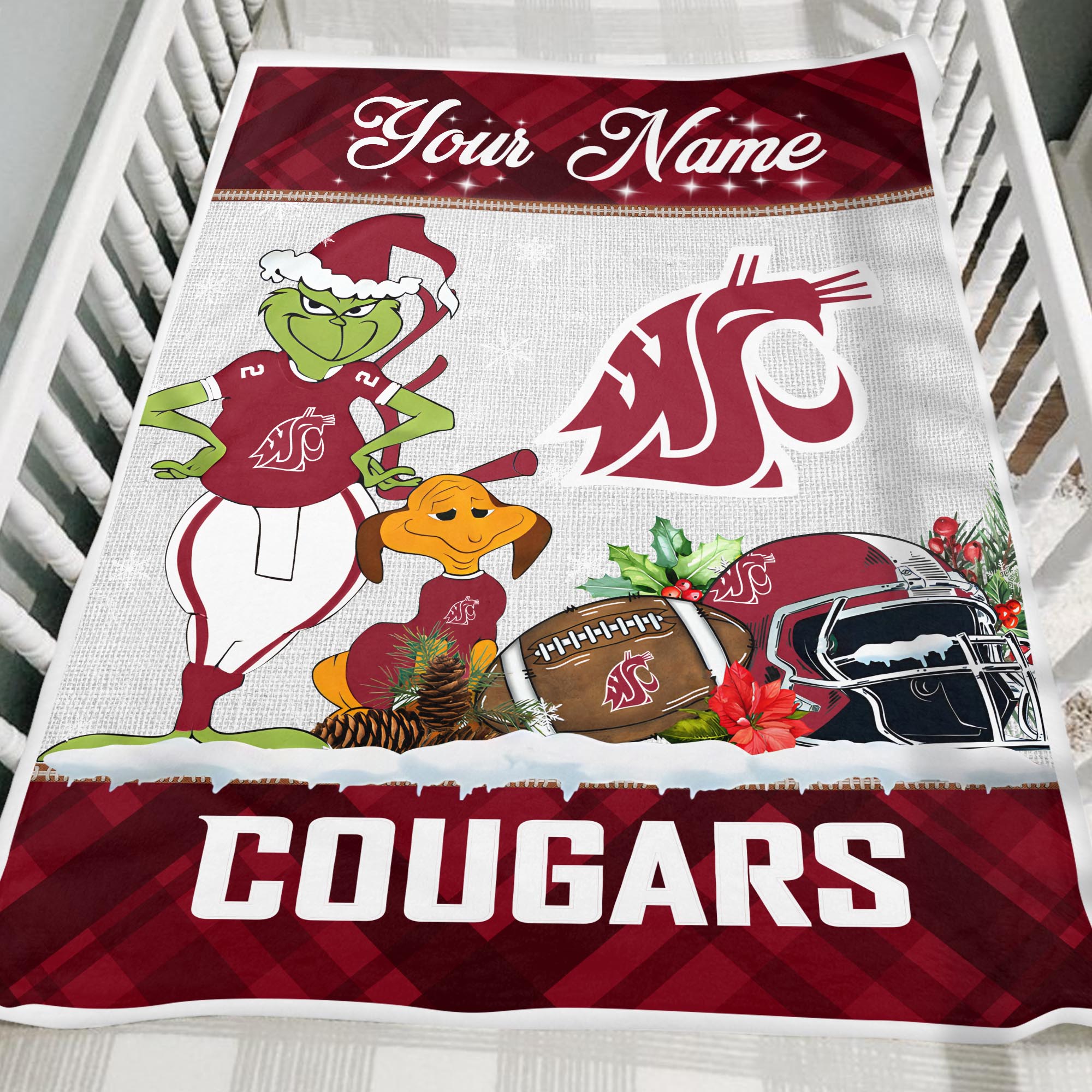 Sportswearmerch Washington State Cougars NCAA x Grinch Christmas Fleece Blanket For Fan