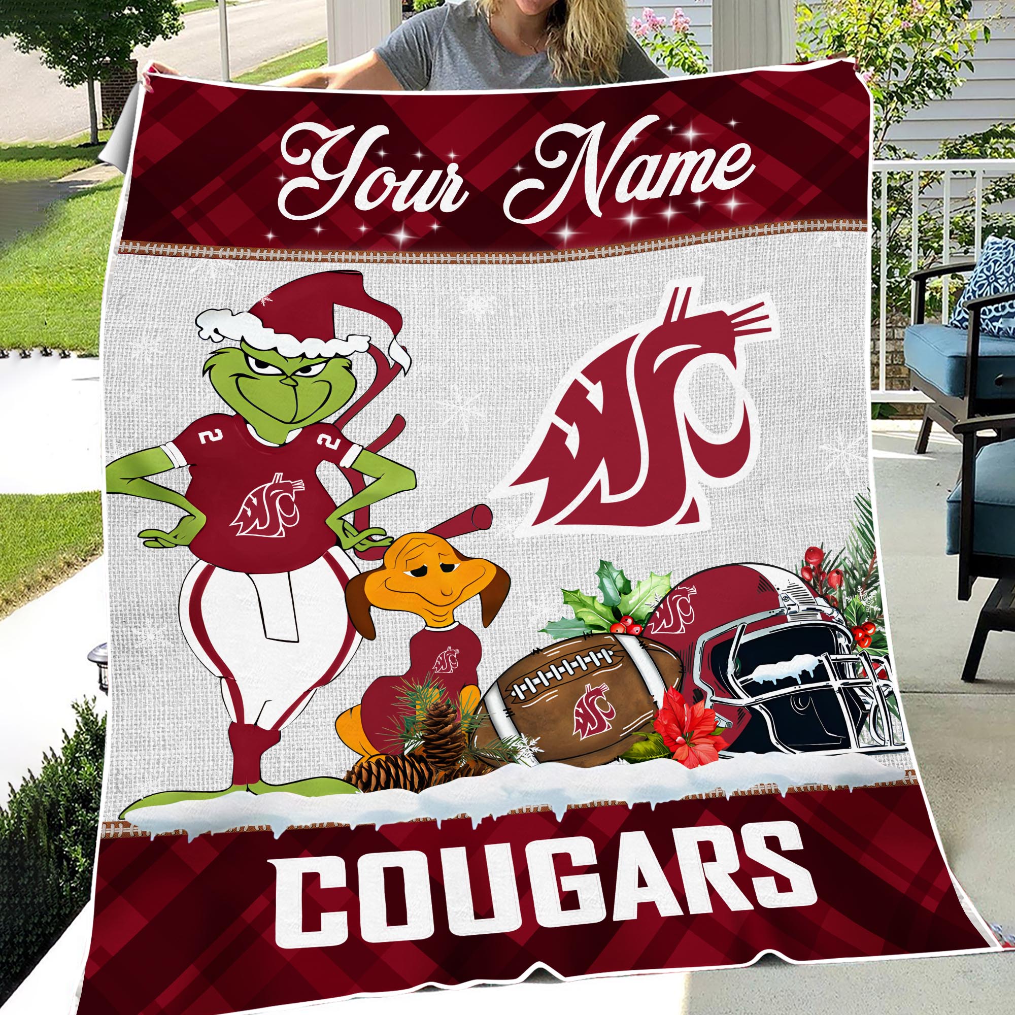 Sportswearmerch Washington State Cougars NCAA x Grinch Christmas Fleece Blanket For Fan