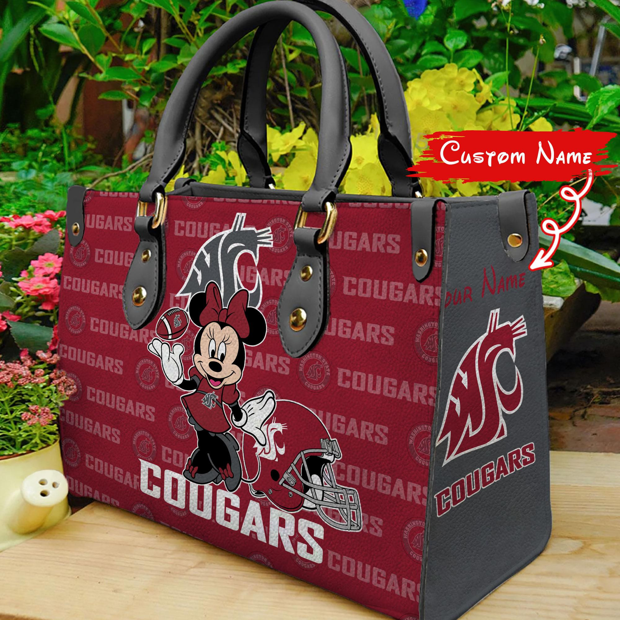 Sportswearmerch Washington State Cougars NCAA x Minnie Women Leather Handbag For Fan