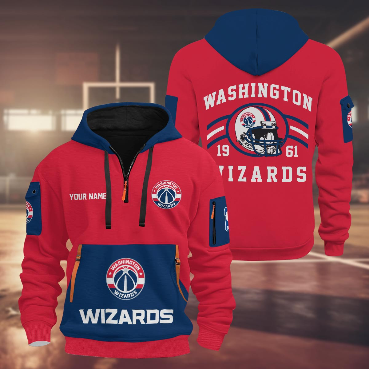 Sportswearmerch Washington Wizards NBA Half Zip Hoodie Personalized For Fan