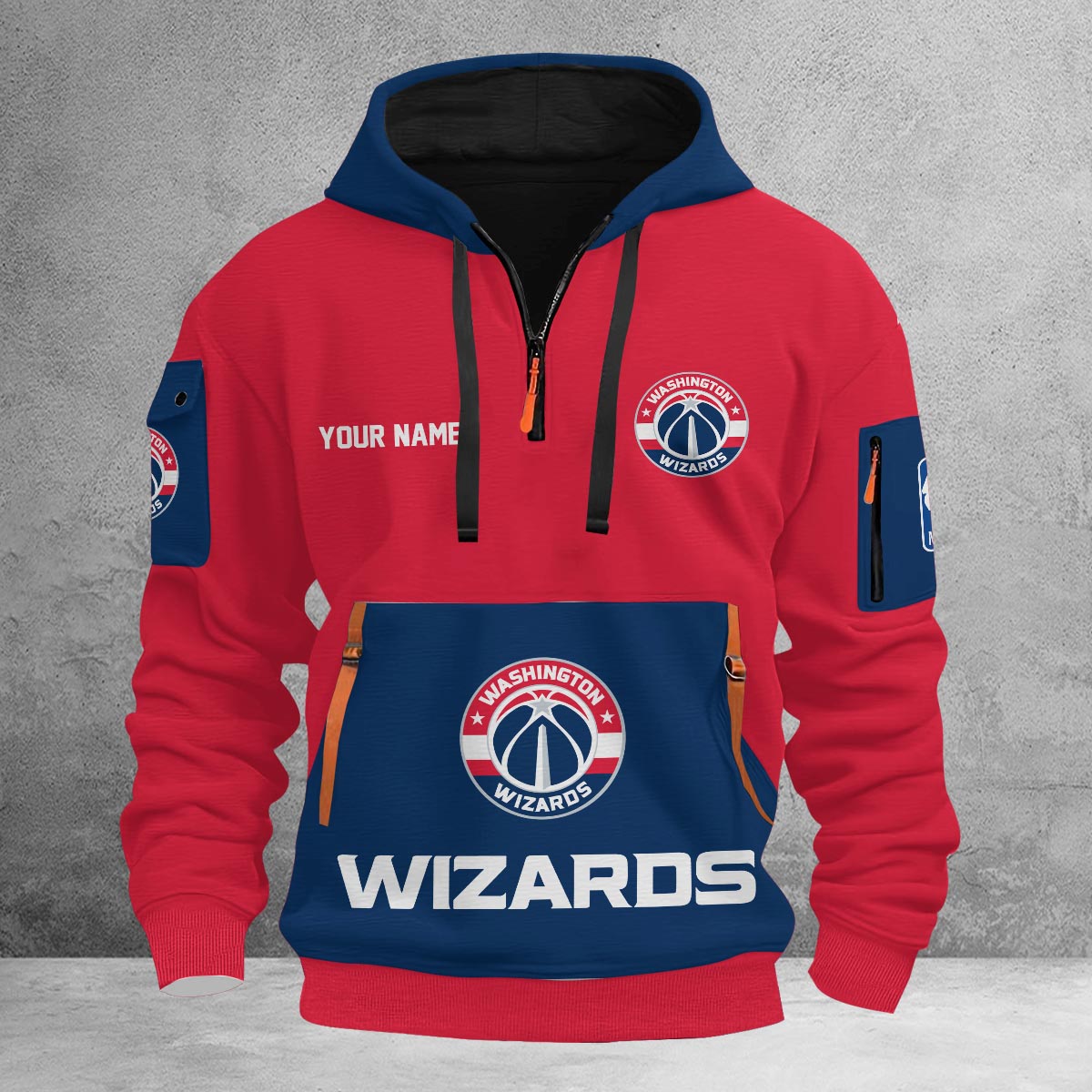 Sportswearmerch Washington Wizards NBA Half Zip Hoodie Personalized For Fan