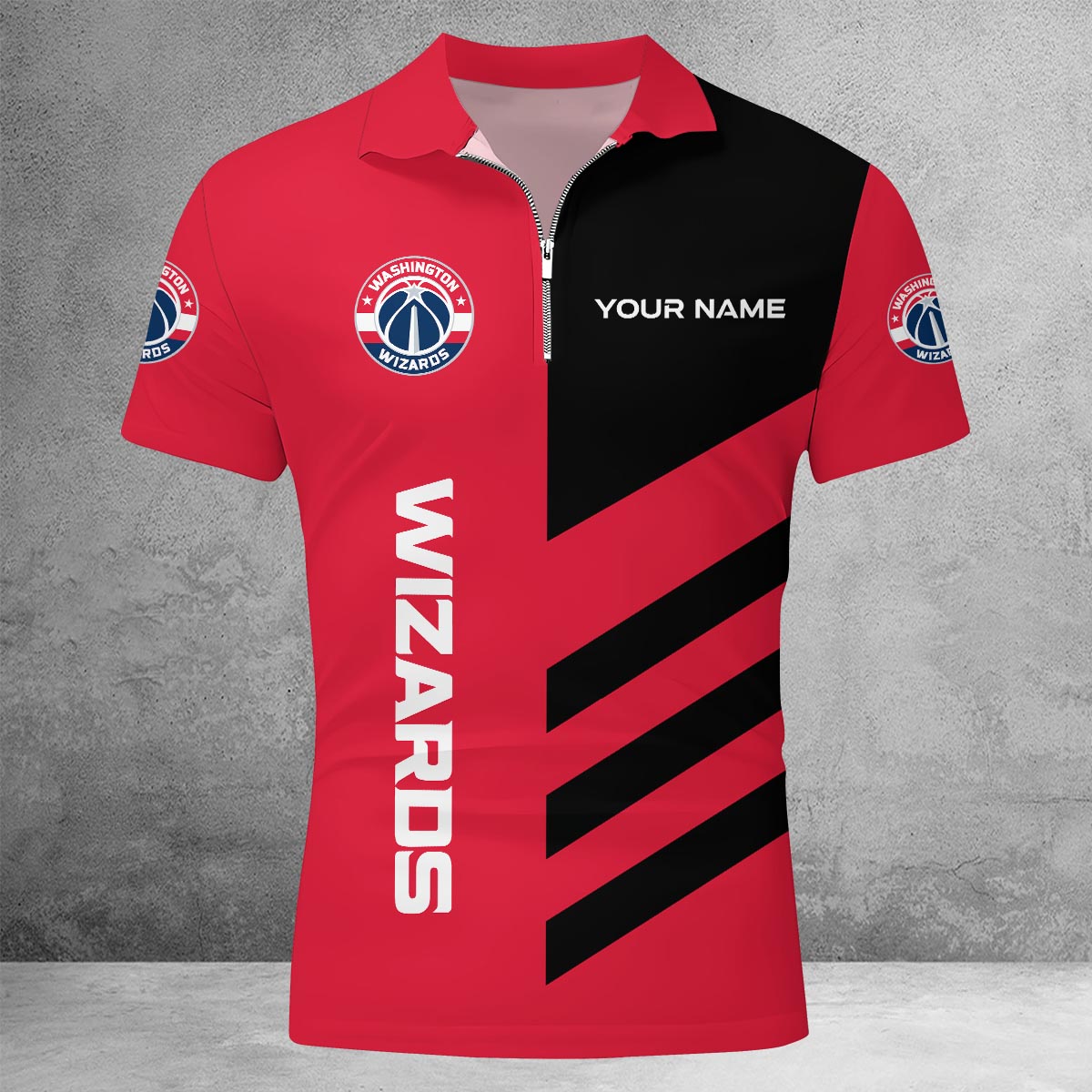 Sportswearmerch Washington Wizards NBA Lapel Zip Polo Shirt For Fan