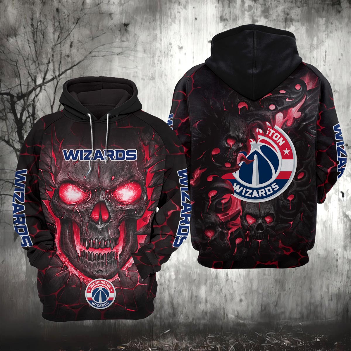Sportswearmerch Washington Wizards NBA Lava Skull Hoodie For Fan