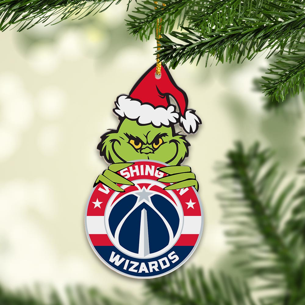 Sportswearmerch Washington Wizards NBA x Grinch Christmas Acrylic Ornament For Fans