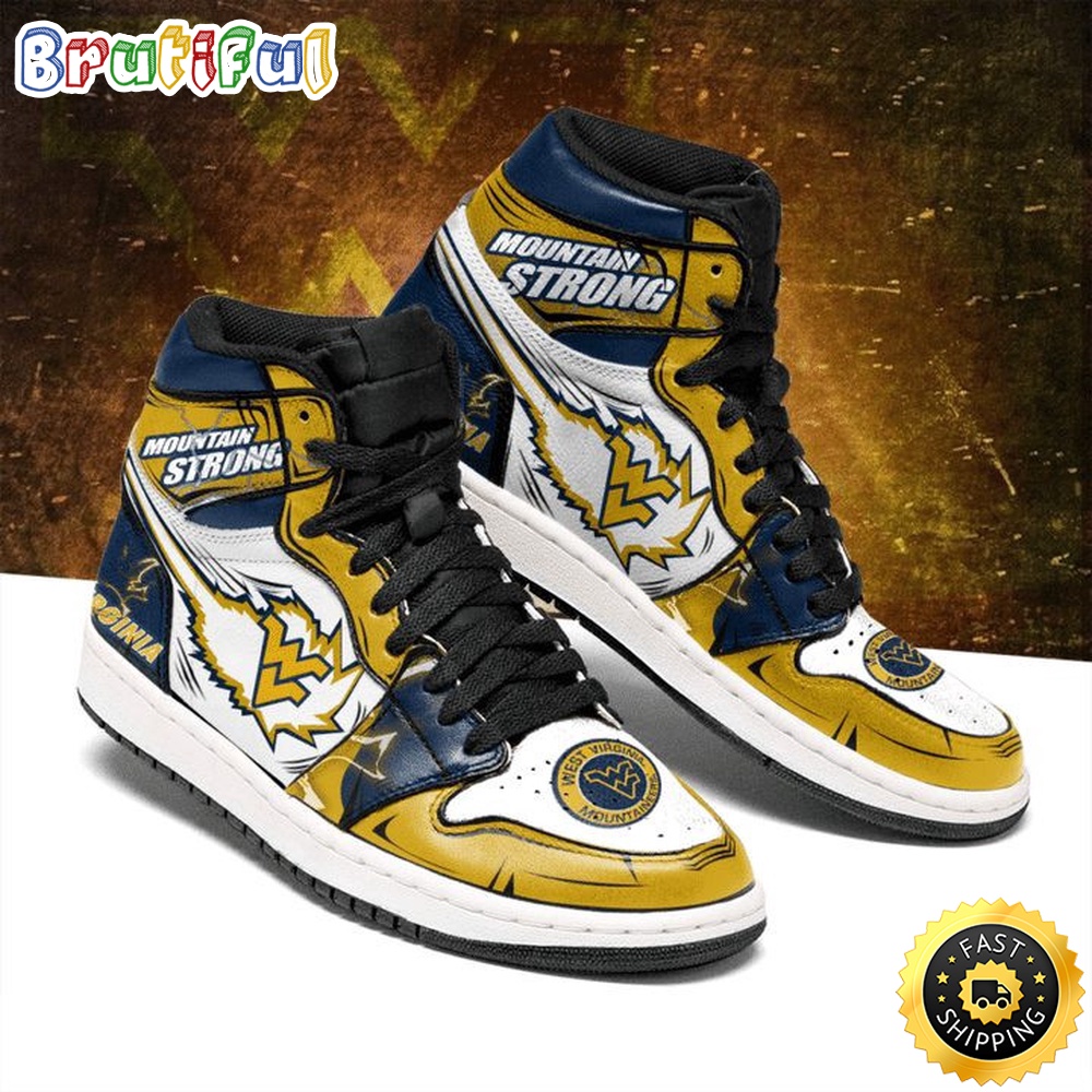 Sportswearmerch West Virginia Mountaineers NCAA AJ1 High Sneakers Shoes For Men And Women
