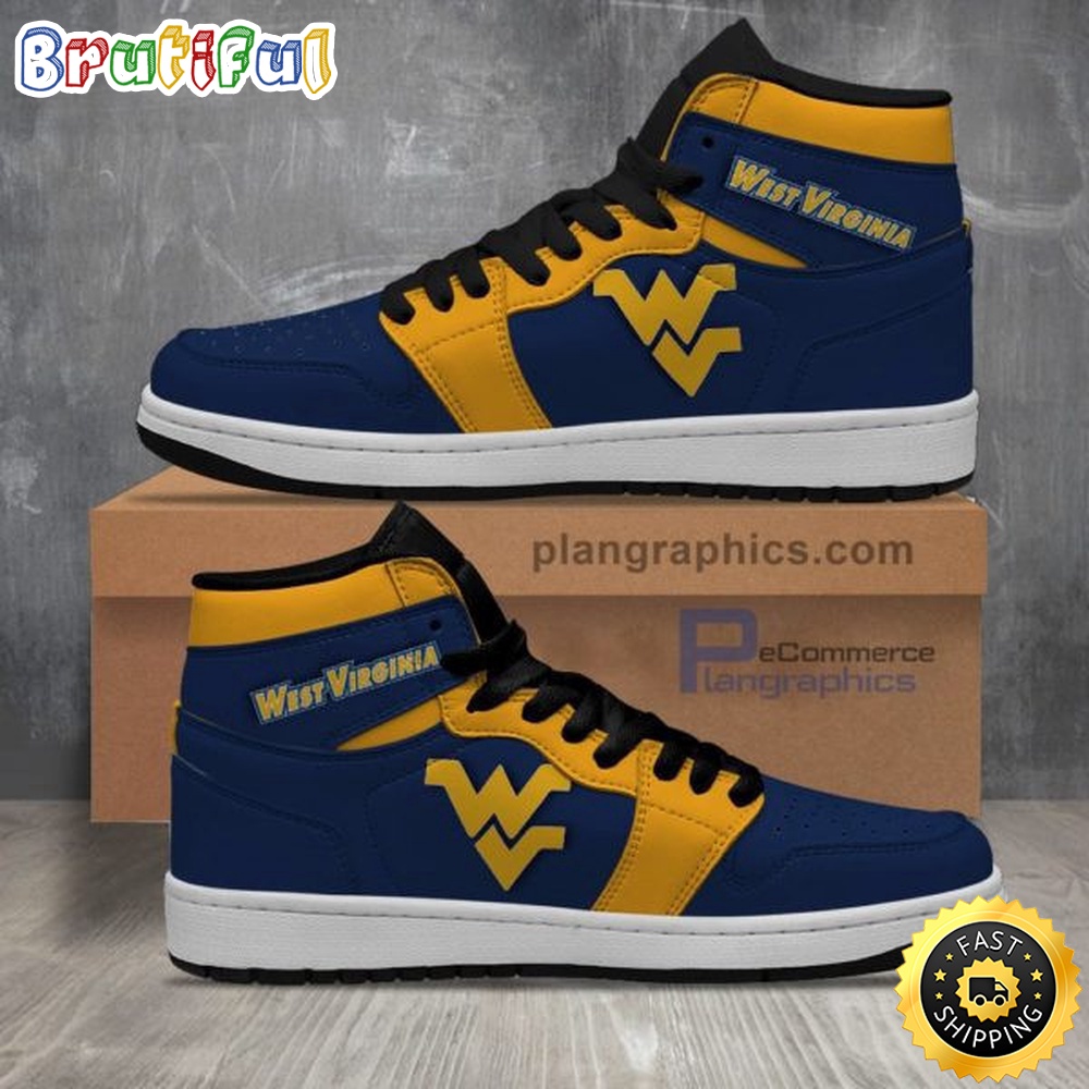 Sportswearmerch West Virginia Mountaineers NCAA AJ1 High Sneakers Shoes For Men And Women
