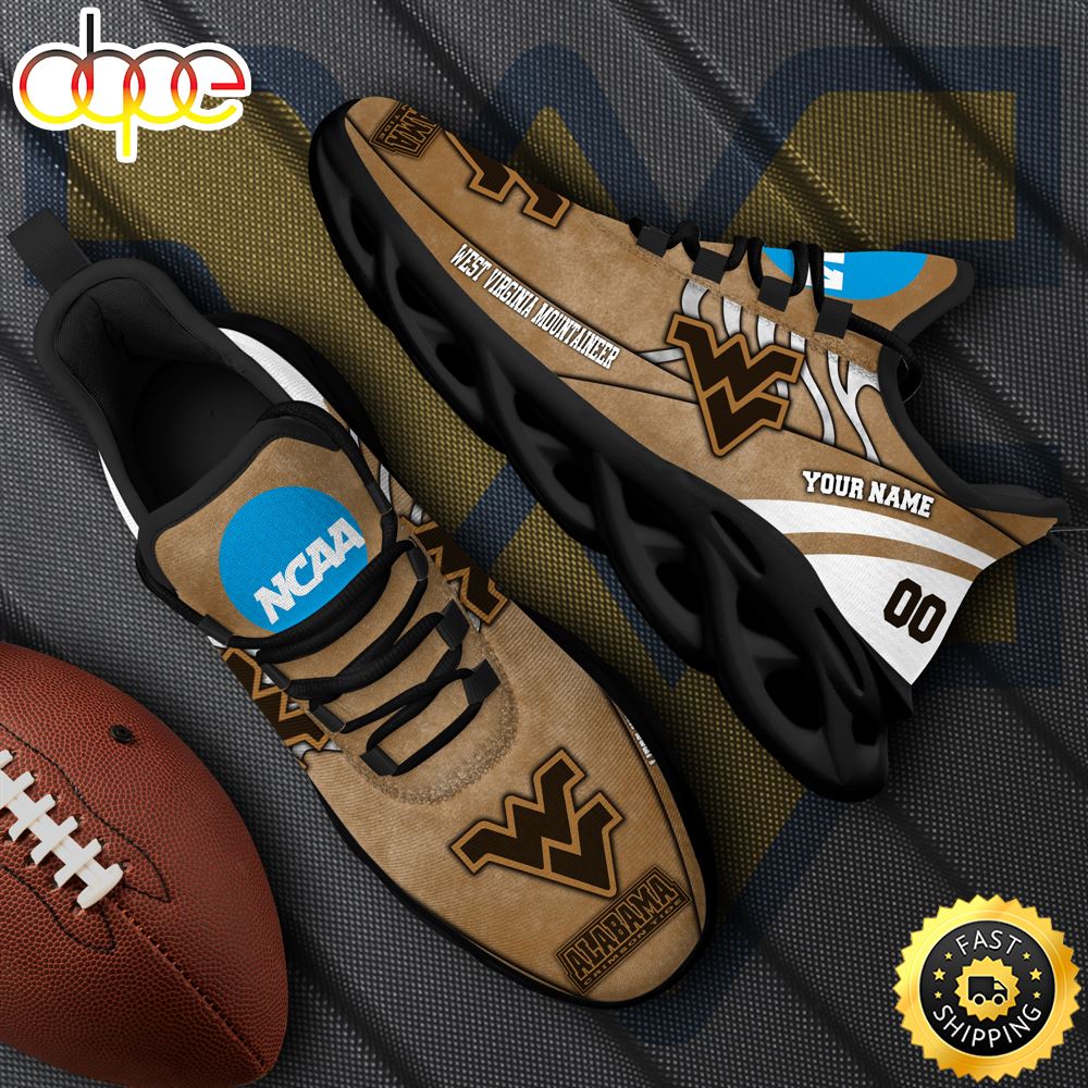 Sportswearmerch West Virginia Mountaineers NCAA Black Max Soul Shoes Sneakers For Men And Women