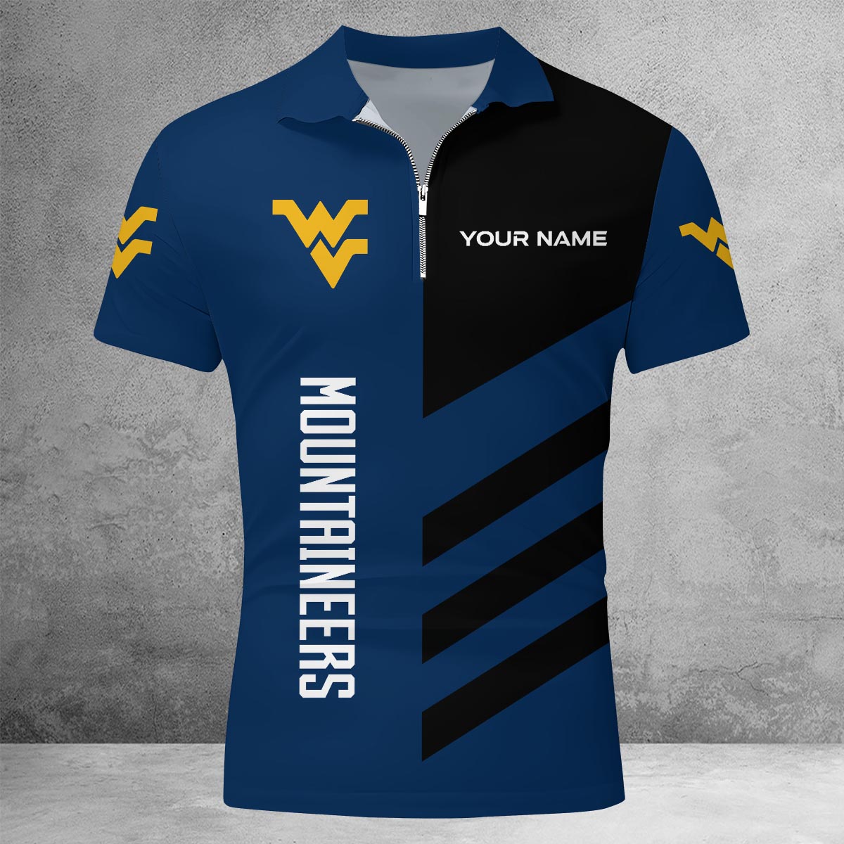 Sportswearmerch West Virginia Mountaineers NCAA Lapel Zip Polo Shirt For Fan