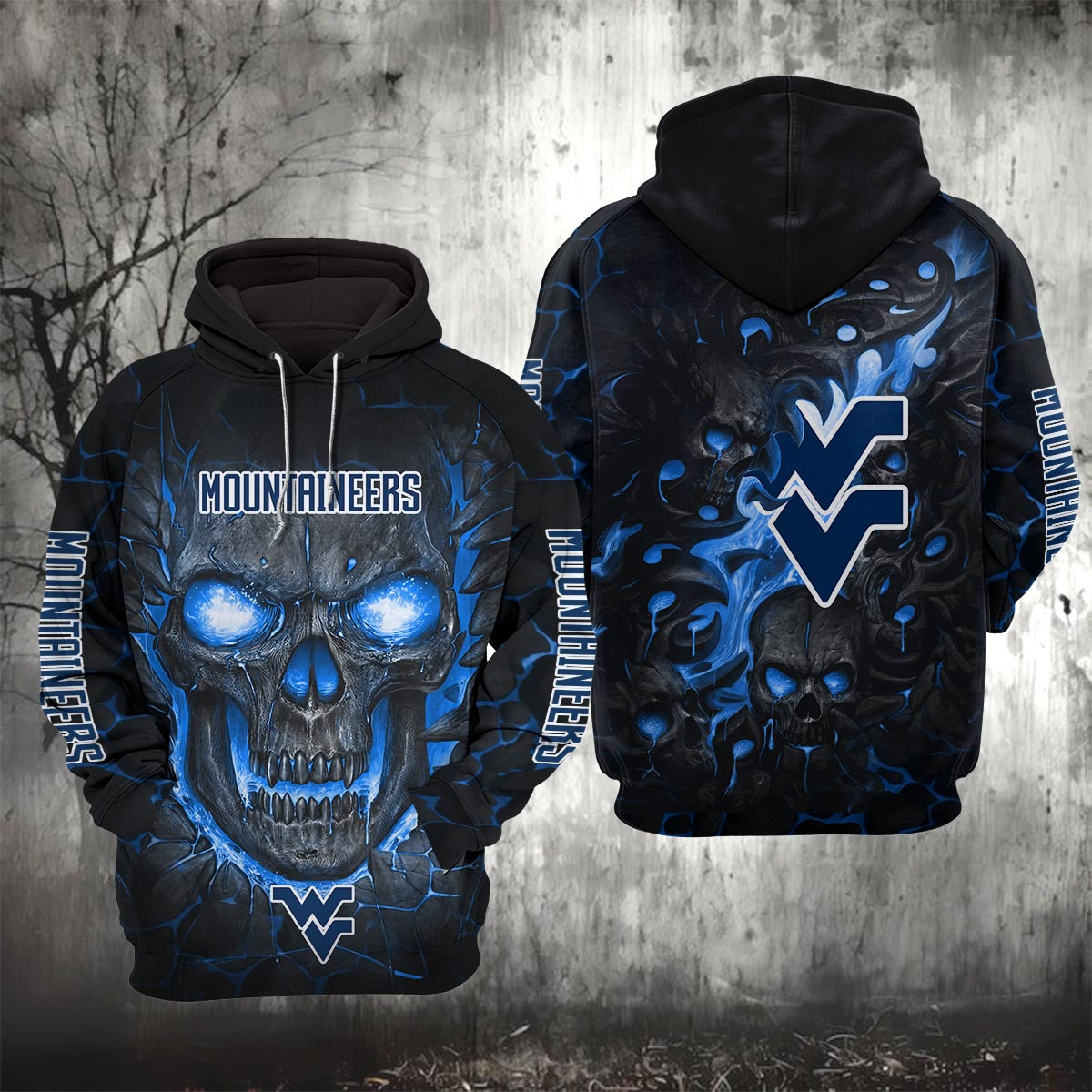 Sportswearmerch West Virginia Mountaineers NCAA Lava Skull Hoodie For Fan