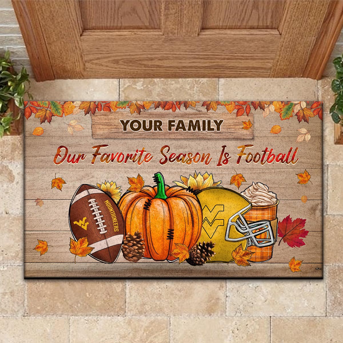 Sportswearmerch West Virginia Mountaineers NCAA Our Favorite Season is Football Doormat For Fan