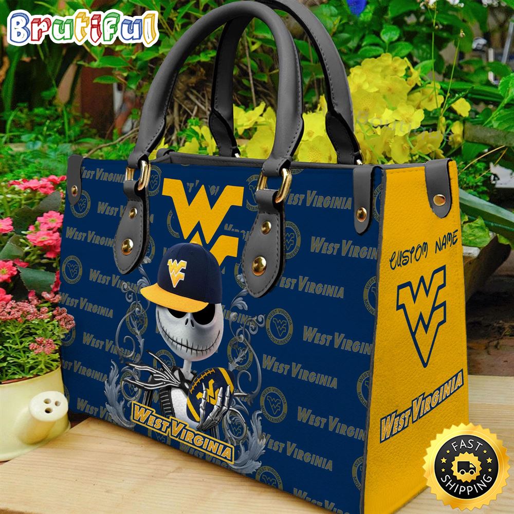 Sportswearmerch West Virginia Mountaineers NCAA x Jack Skellington Women Leather Bag For Fan