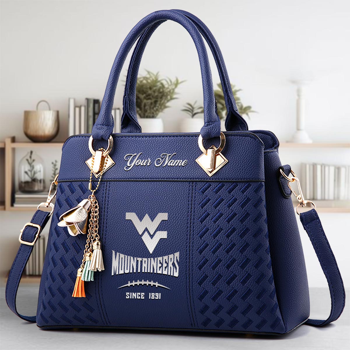 Sportswearmerch West Virginia Mountaineers NCAA Zip Leather Handbag For Fan