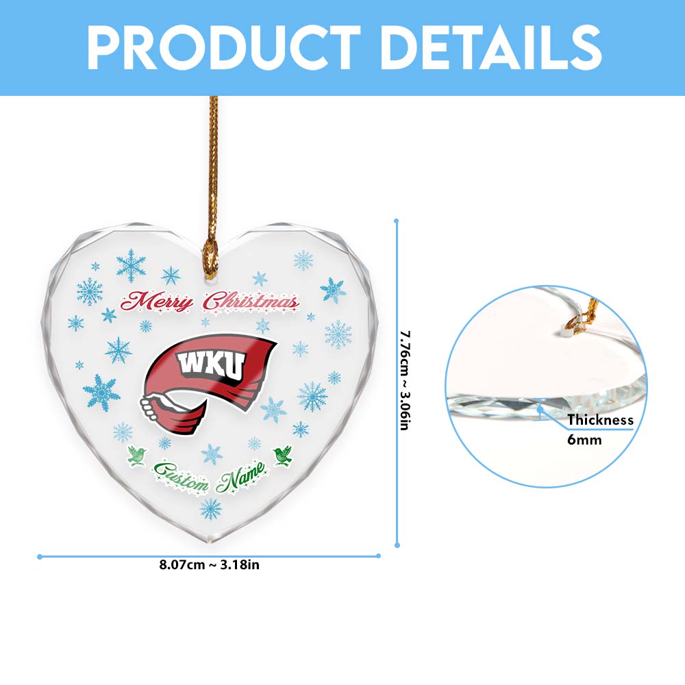 Sportswearmerch Western Kentucky Hilltoppers NCAA x Christmas Glass Ornament Gift For Fans
