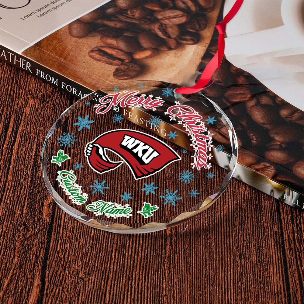 Sportswearmerch Western Kentucky Hilltoppers NCAA x Christmas Glass Ornament Gift For Fans