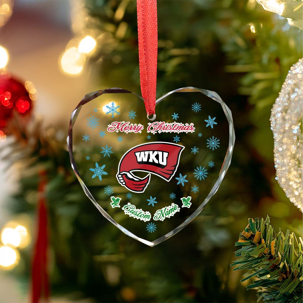Sportswearmerch Western Kentucky Hilltoppers NCAA x Christmas Glass Ornament Gift For Fans