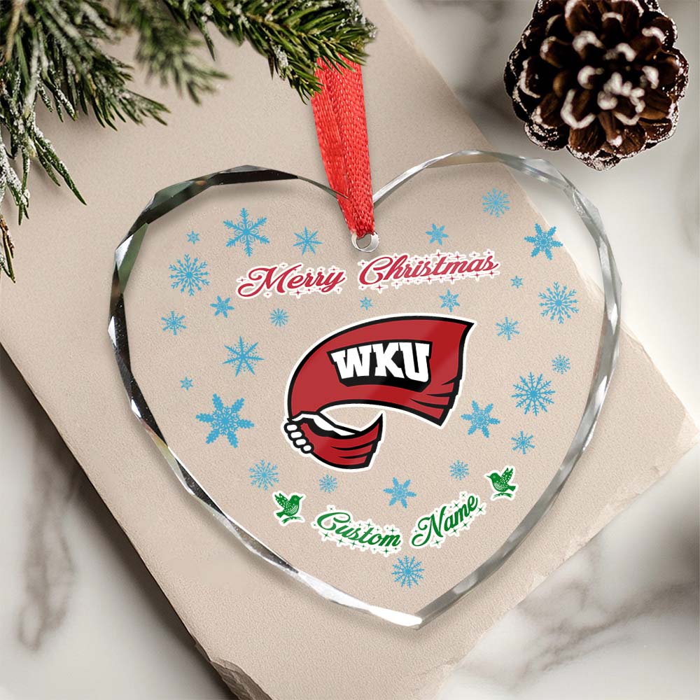 Sportswearmerch Western Kentucky Hilltoppers NCAA x Christmas Glass Ornament Gift For Fans
