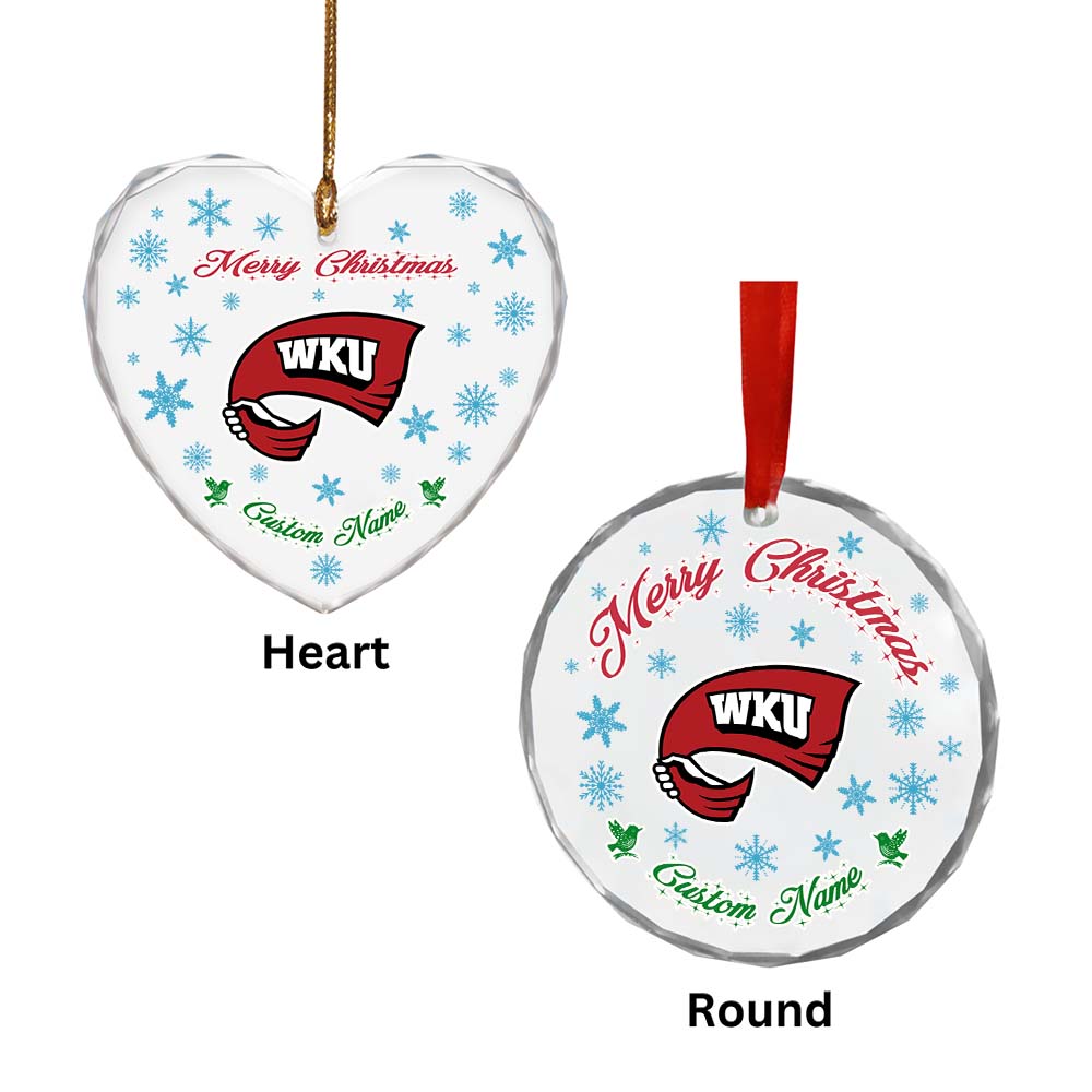 Sportswearmerch Western Kentucky Hilltoppers NCAA x Christmas Glass Ornament Gift For Fans
