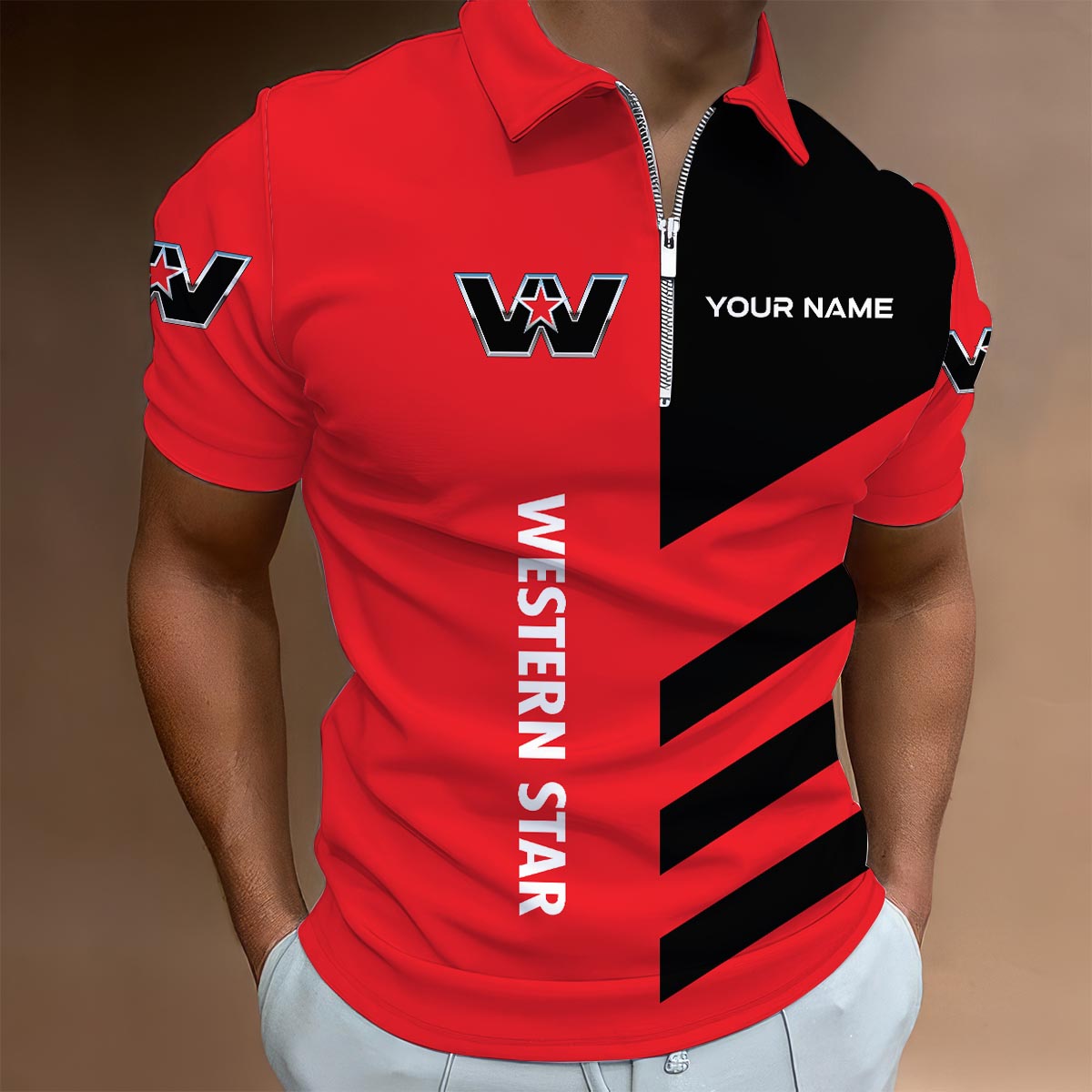 Sportswearmerch Western Star Truck Lapel Zip Polo Shirt For Fan
