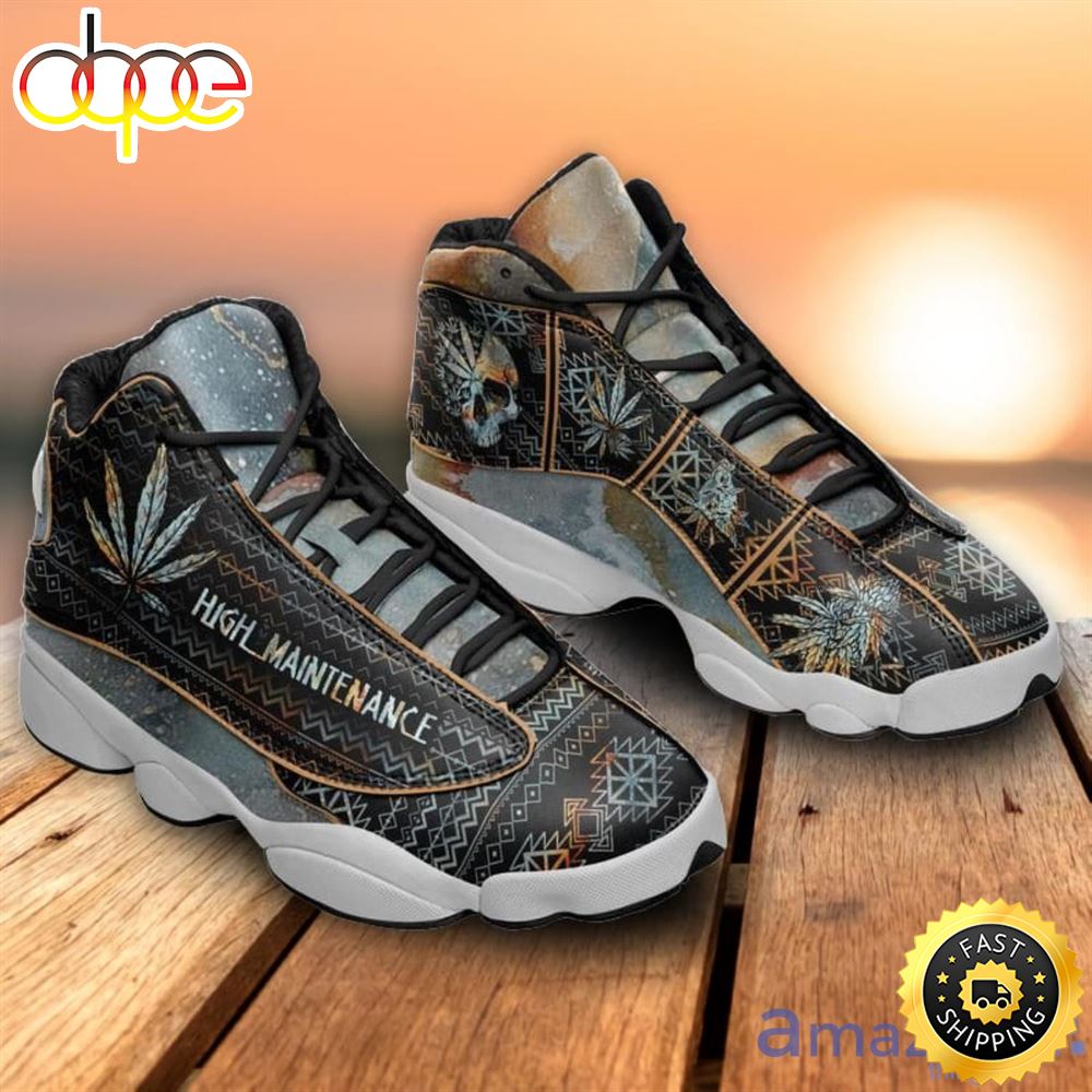 Sportswearmerch Widolmee Native Weed Pattern AJ13 Sneakers Shoes For Men And Women