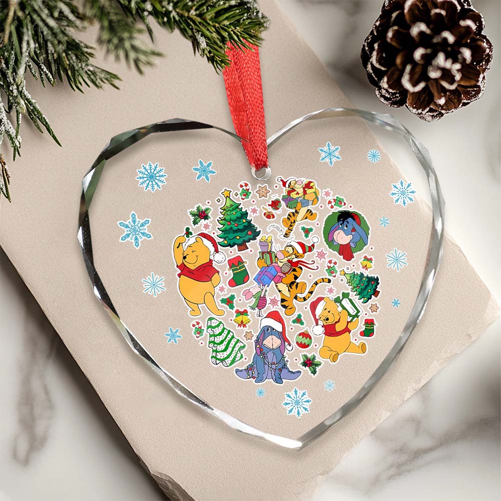 Sportswearmerch Winnie the Pooh x Christmas Glass Ornament Gift For Fan