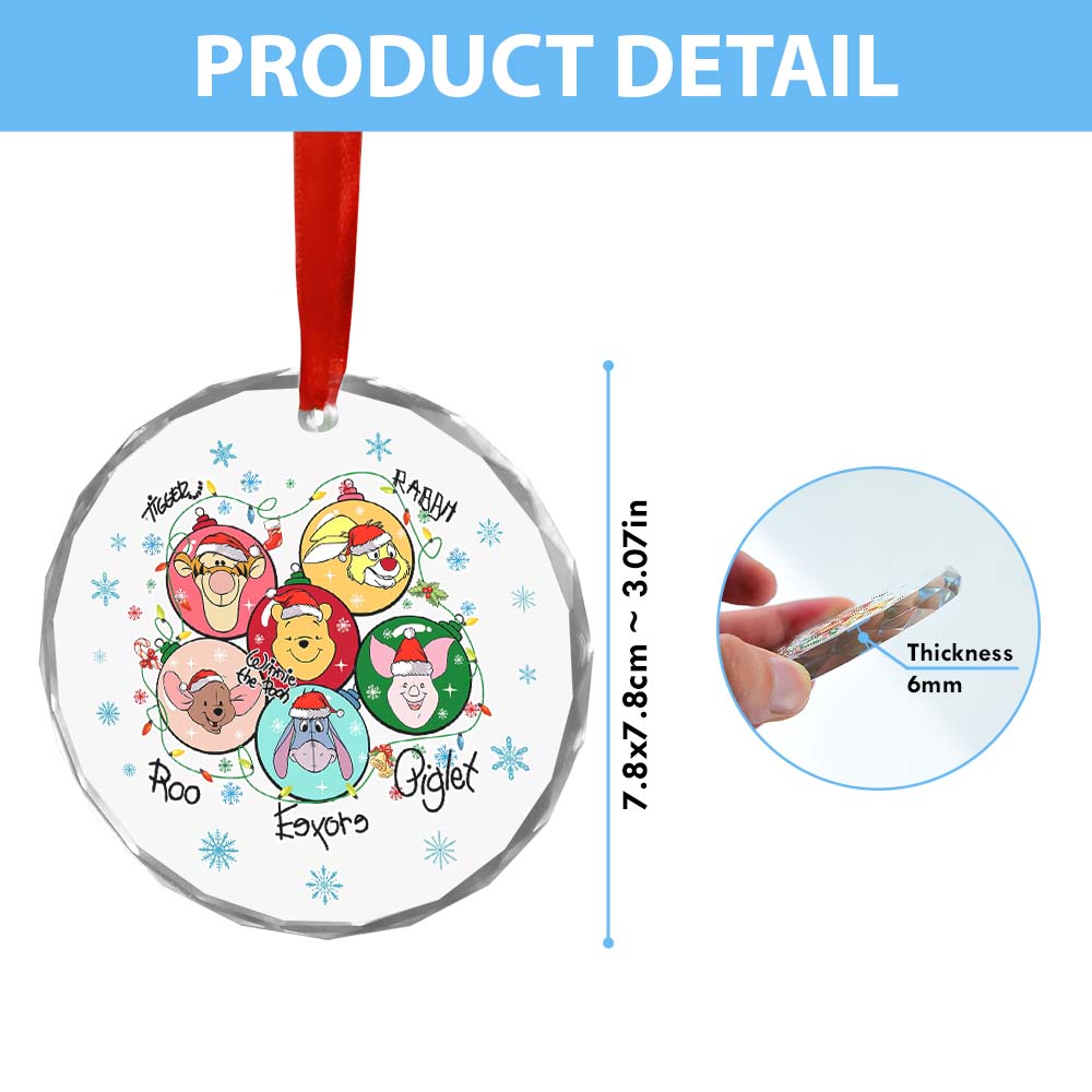 Sportswearmerch Winnie the Pooh x Christmas Glass Ornament Gift For Fan