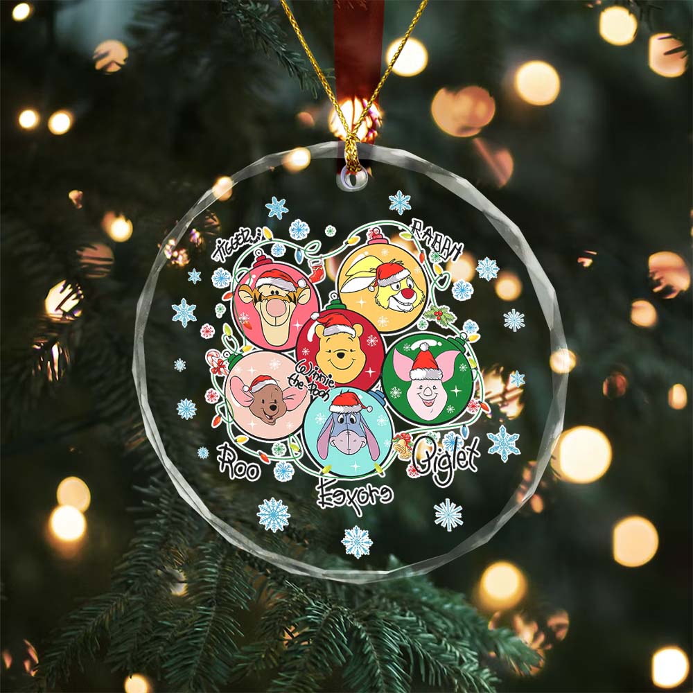 Sportswearmerch Winnie the Pooh x Christmas Glass Ornament Gift For Fan