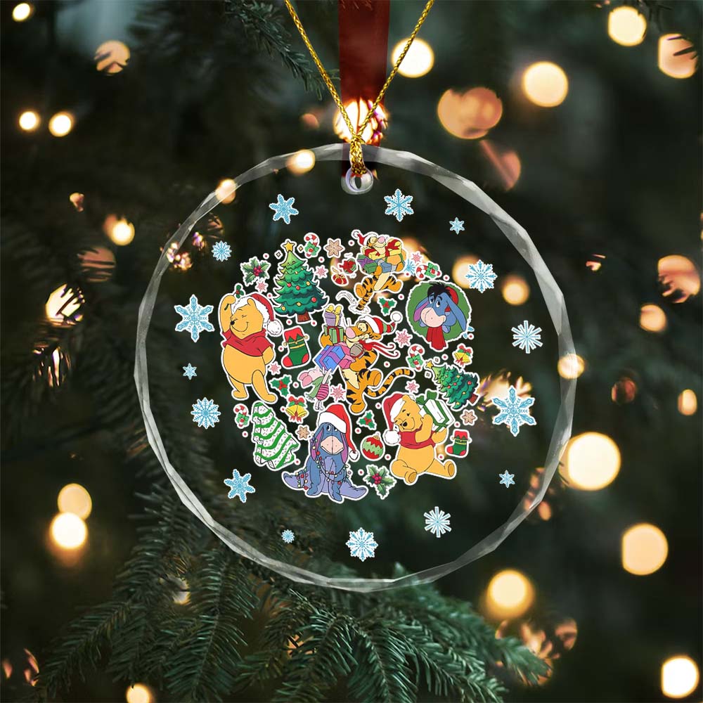 Sportswearmerch Winnie the Pooh x Christmas Glass Ornament Gift For Fan