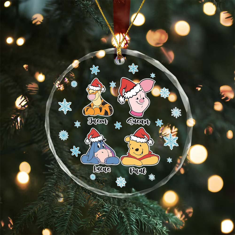 Sportswearmerch Winnie the Pooh x Christmas Glass Ornament Gift For Fan