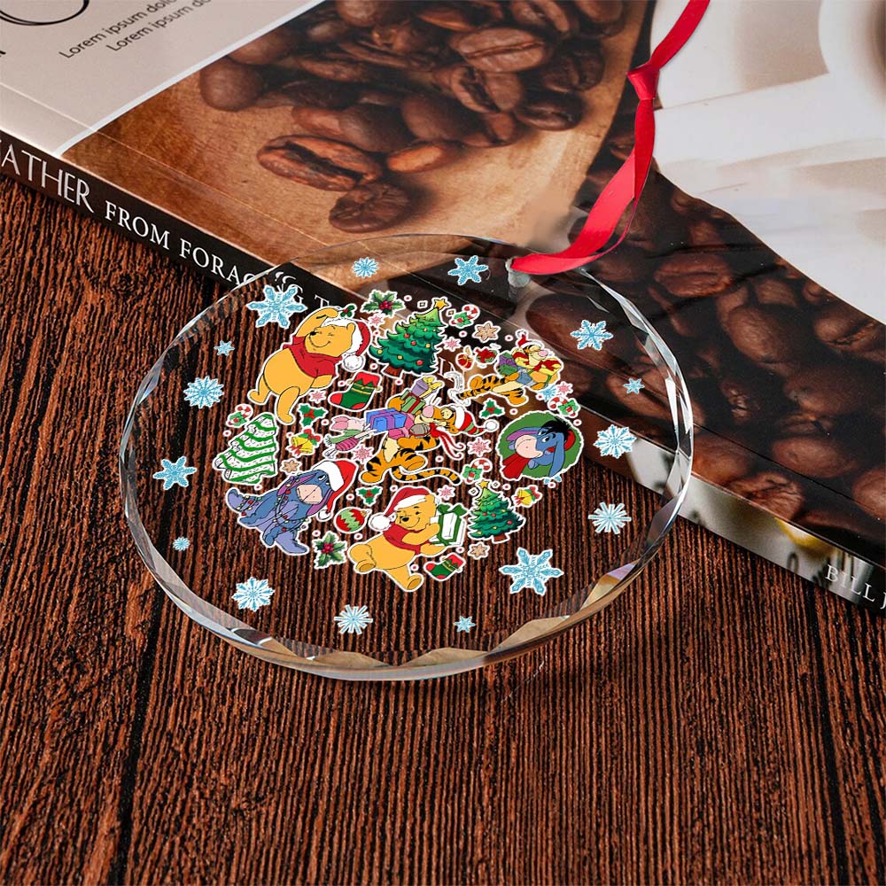 Sportswearmerch Winnie the Pooh x Christmas Glass Ornament Gift For Fan