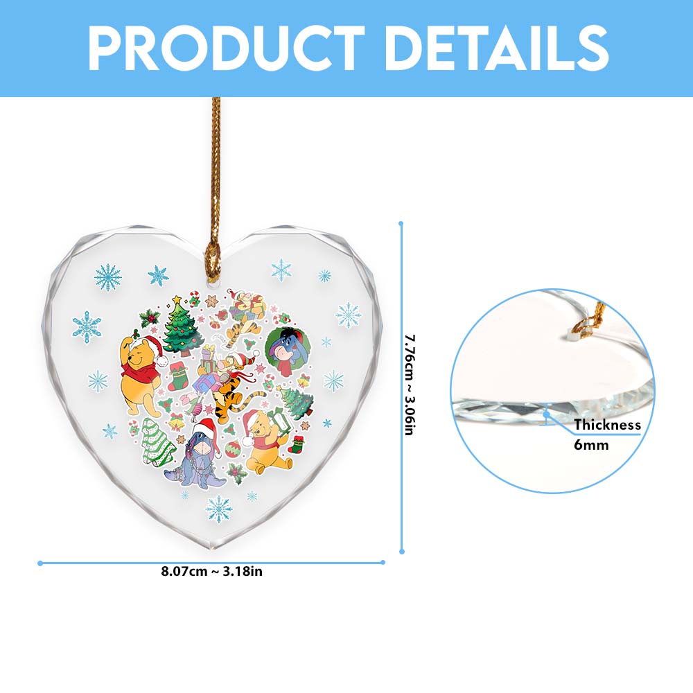 Sportswearmerch Winnie the Pooh x Christmas Glass Ornament Gift For Fan