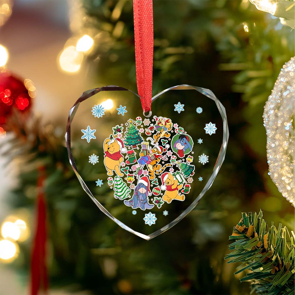 Sportswearmerch Winnie the Pooh x Christmas Glass Ornament Gift For Fan