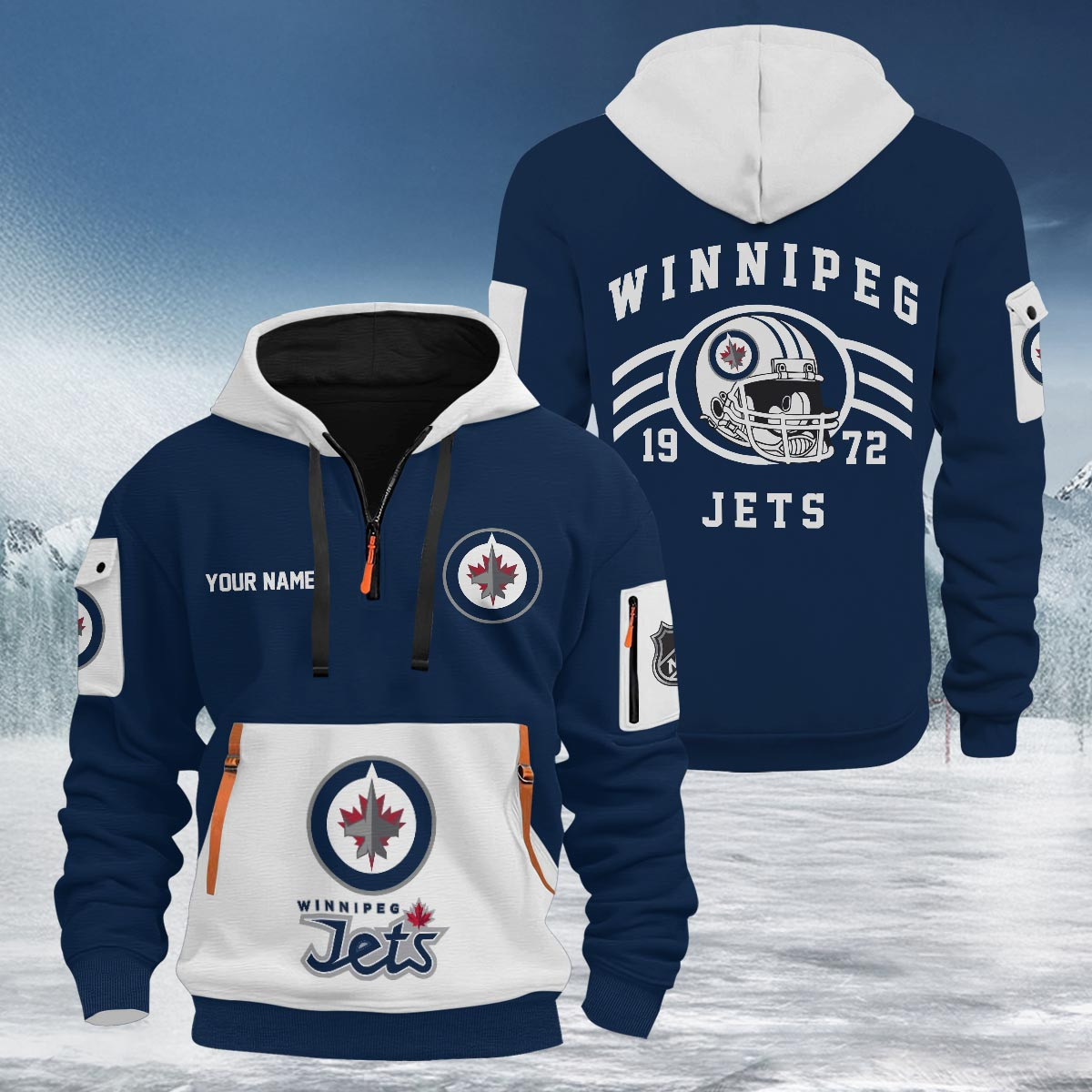 Sportswearmerch Winnipeg Jets NHL Half Zip Hoodie Personalized For Fan