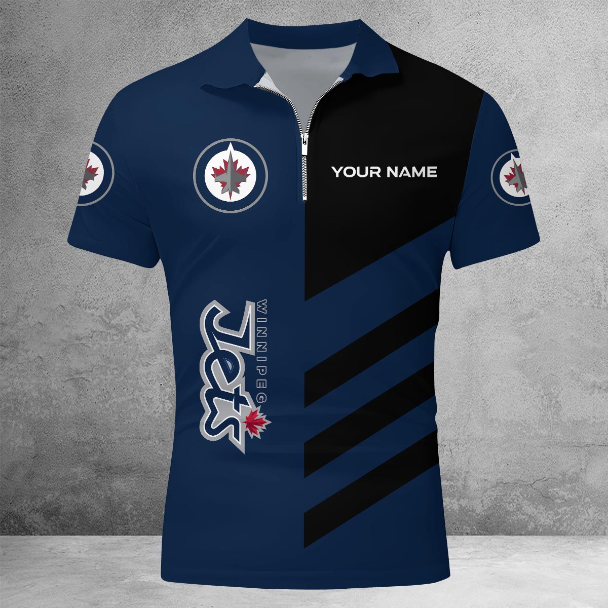 Sportswearmerch Winnipeg Jets NHL Lapel Zip Polo Shirt For Fan