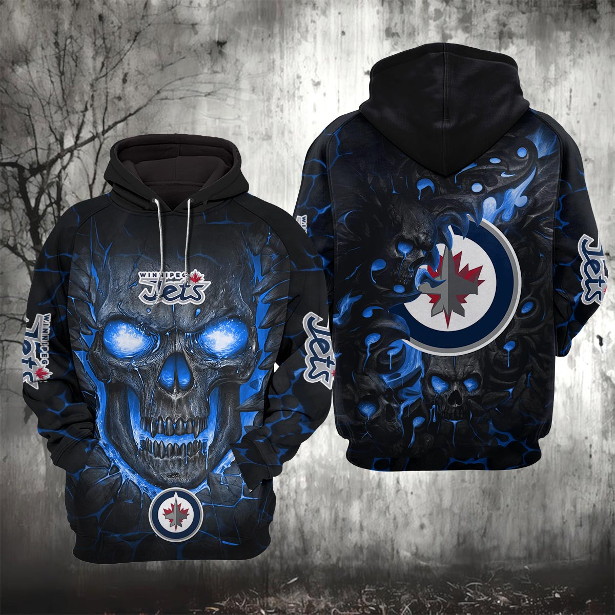 Sportswearmerch Winnipeg Jets NHL Lava Skull Hoodie For Fan