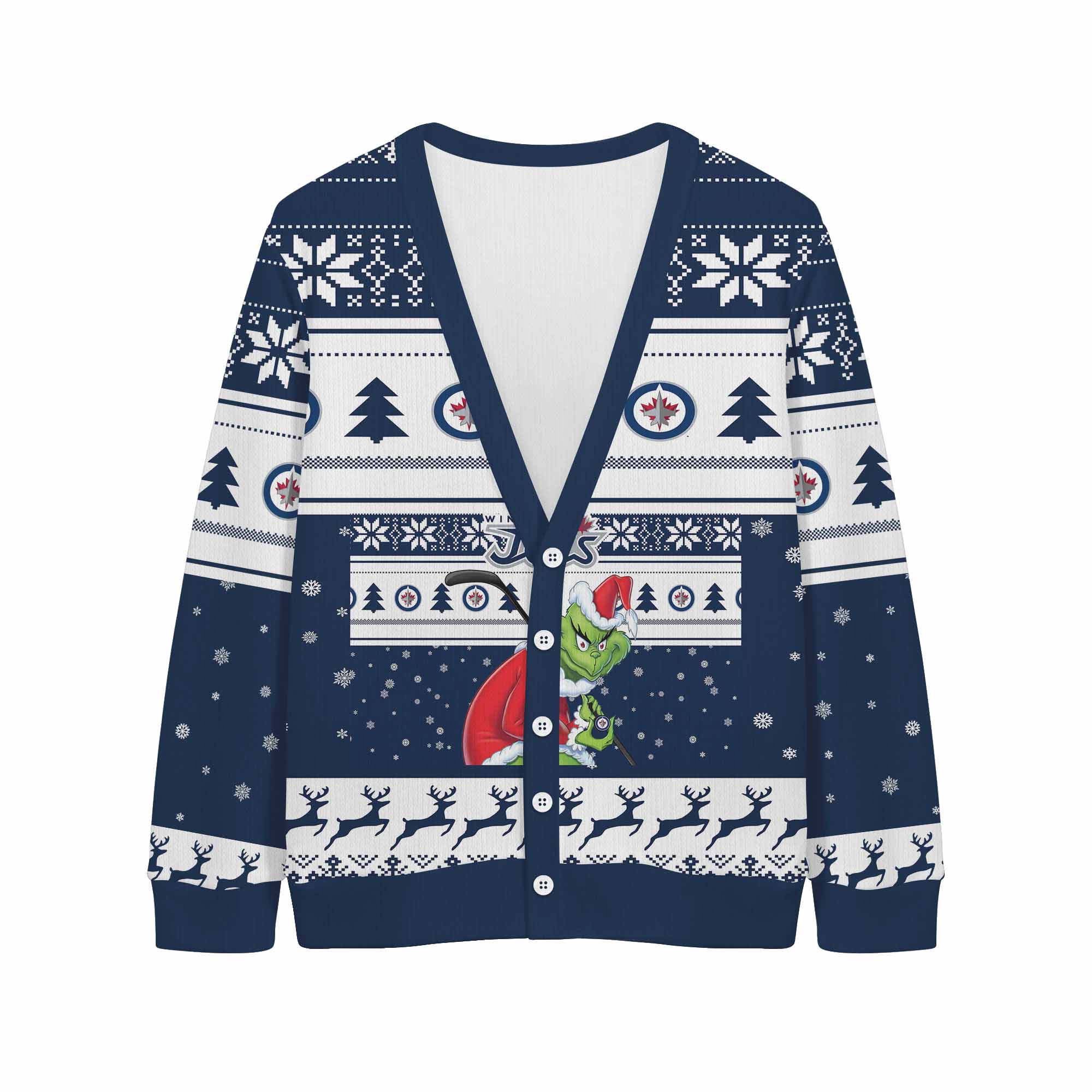 Sportswearmerch Winnipeg Jets NHL x Grinch Christmas Cardigan For Fan