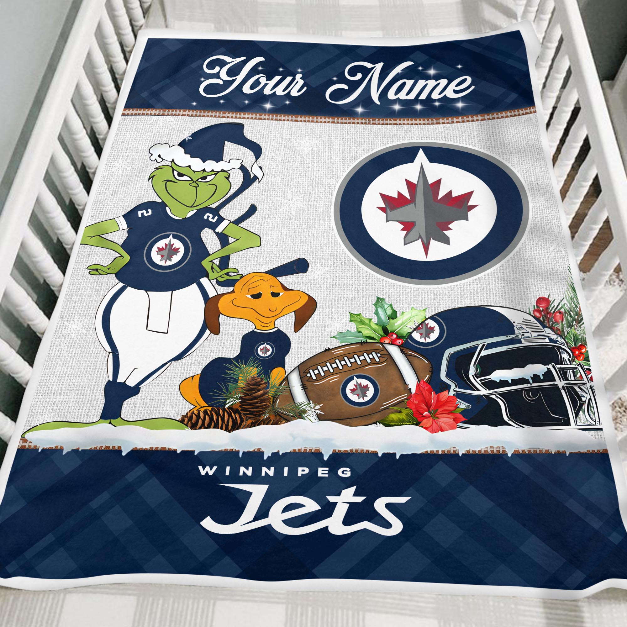Sportswearmerch Winnipeg Jets NHL x Grinch Christmas Fleece Blanket For Fan