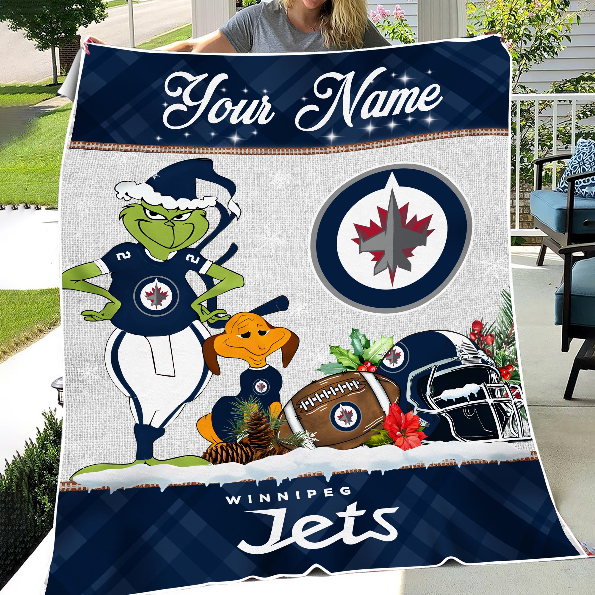Sportswearmerch Winnipeg Jets NHL x Grinch Christmas Fleece Blanket For Fan
