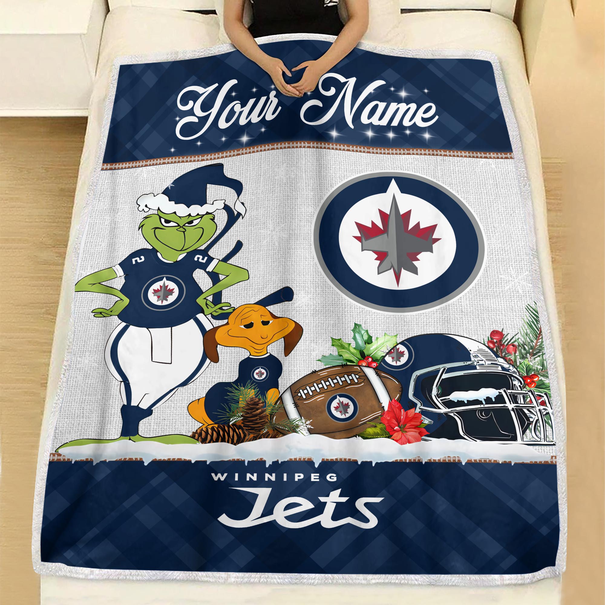 Sportswearmerch Winnipeg Jets NHL x Grinch Christmas Fleece Blanket For Fan