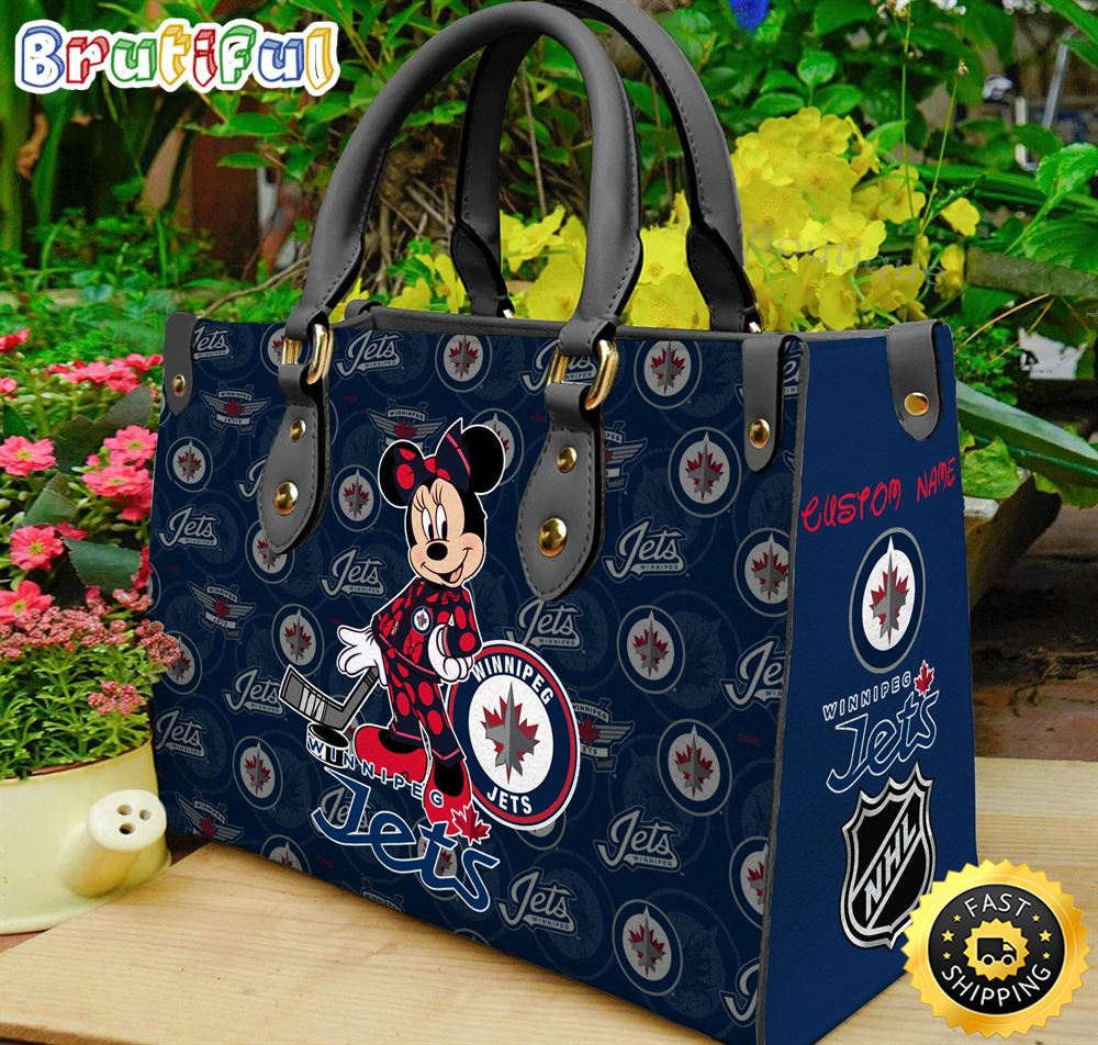 Sportswearmerch Winnipeg Jets NHL x Minnie Leather Handbag For Fan