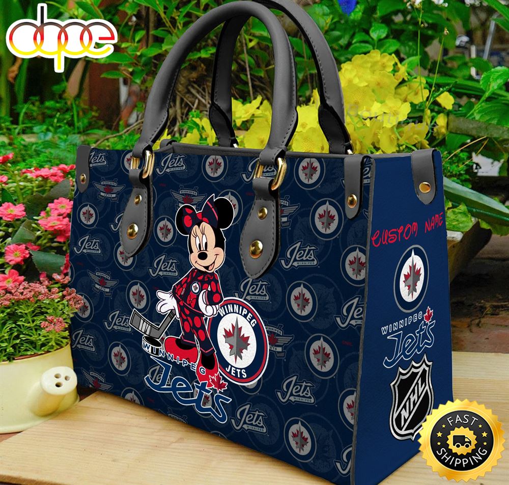 Sportswearmerch Winnipeg Jets NHL x Minnie Women Leather Hand Bag For Fan
