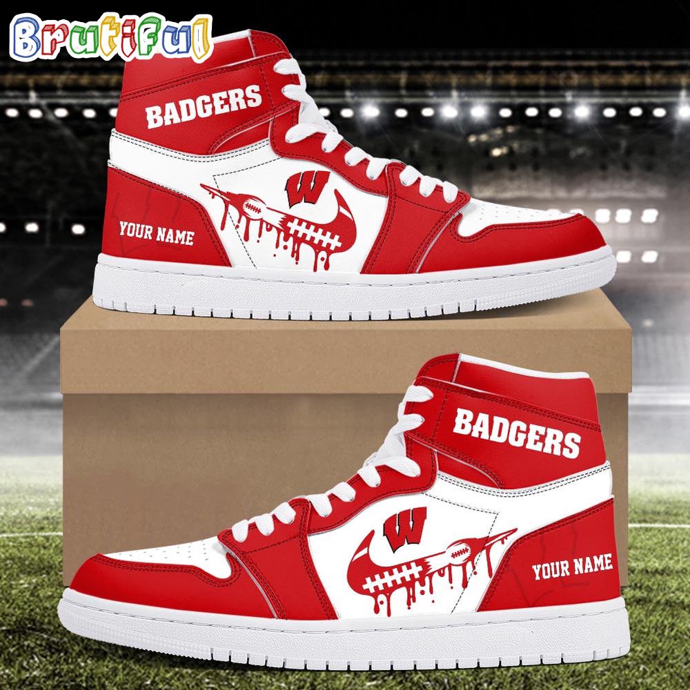 Sportswearmerch Wisconsin Badgers NCAA AJ1 High Sneakers Shoes For Men And Women