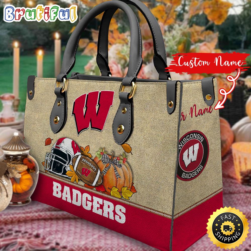 Sportswearmerch Wisconsin Badgers NCAA Autumn Women Leather Bag For Fan
