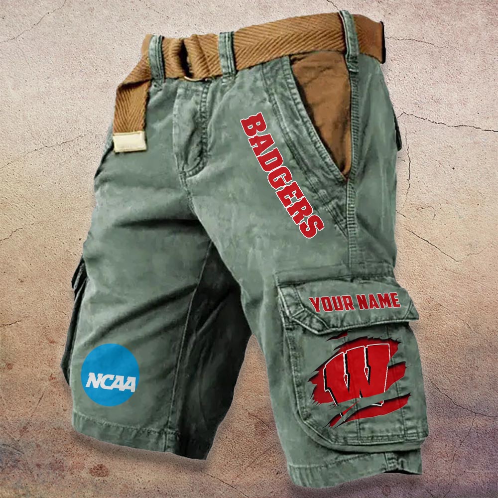 Sportswearmerch Wisconsin Badgers NCAA Denim Short For Fan