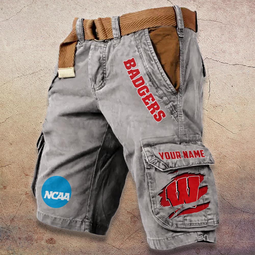 Sportswearmerch Wisconsin Badgers NCAA Denim Short For Fan